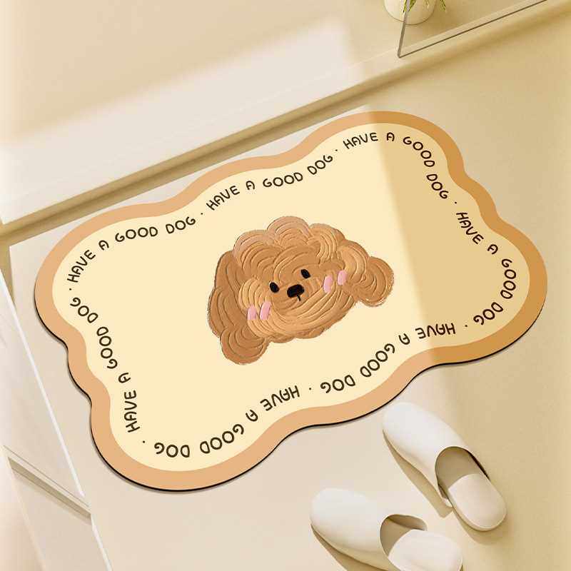 法国卫生间耐磨家用地垫易黄油垫小熊吸水浴室打理硅藻脚垫速干泥