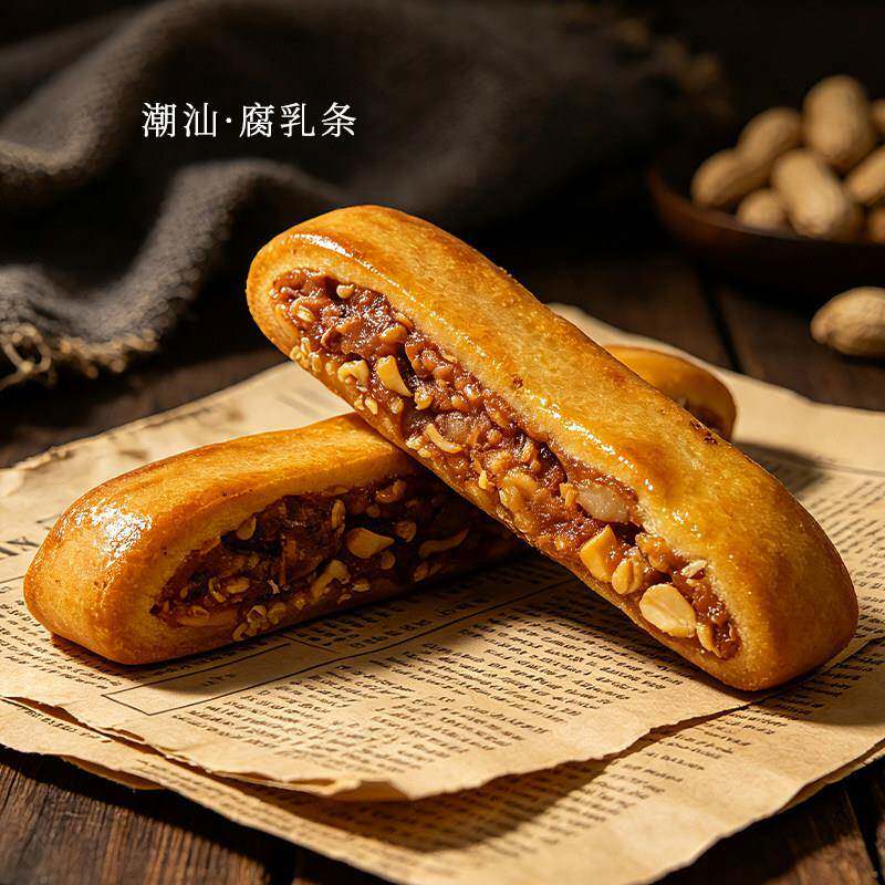 正宗潮汕特产腐乳条休闲解馋茶点咸香肉馅饼花生腐乳柳腐乳饼零食