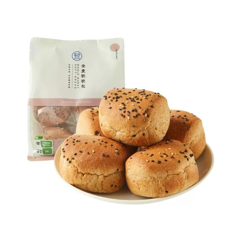 盒马代购全麦软欧包400g袋装原味匠心而制粗粮代餐早餐轻食简餐