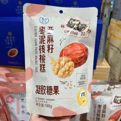 上海盒马代购盒马亚麻籽枣泥核桃糕180g