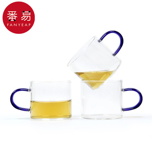 耐热透明功夫茶杯带把家用加厚品茗杯 杯子 玻璃 茶 小AI1S242