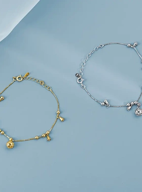 s925银复古宫铃手链女生ins高级感闺蜜网红铃铛转运珠手饰