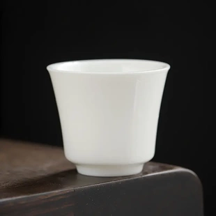 羊脂玉功夫小茶杯陶瓷品茗杯家用功夫茶具客人杯简约纯白杯子