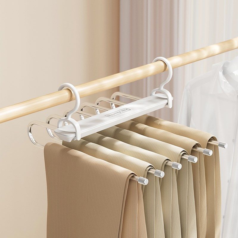折叠魔术裤架多功能裤夹家用多层裤子衣J架无痕不锈钢衣柜收纳神