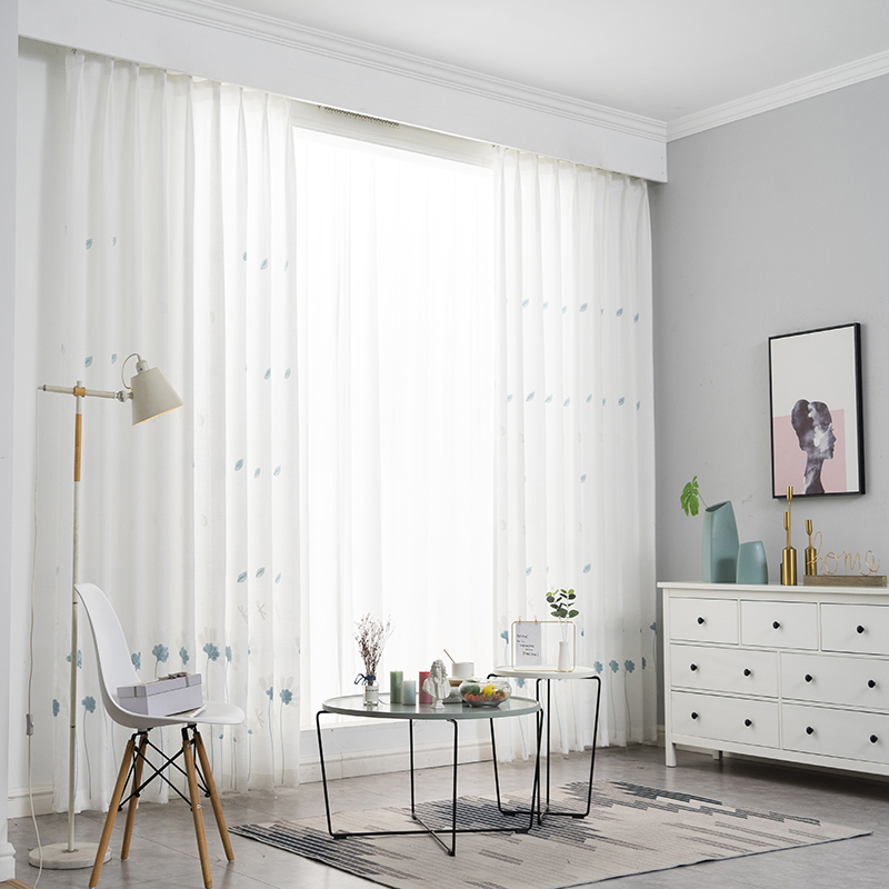 田园风小清新窗纱窗帘透光不透人阳台客厅K卧室飘窗隔断门帘半遮