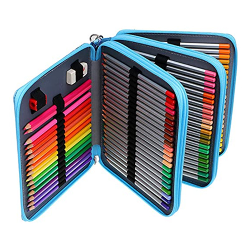 2020新款防水面料笔袋1t20孔大容量收纳包美术绘画用品学生铅笔袋