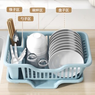 碗筷置物架收纳架碗盘沥水架厨房置物餐具台面碗筷滤水收纳盒lx