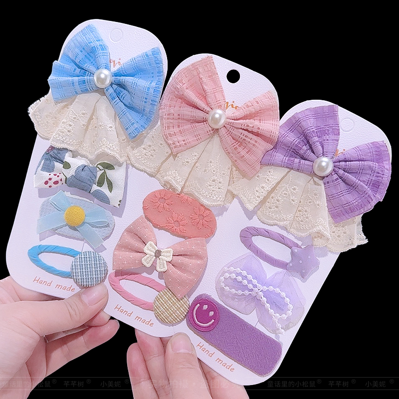 儿童蝴蝶结发夹子小女孩布艺发卡