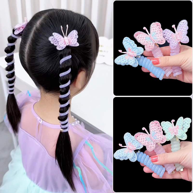 儿童蝴蝶电话线发圈女童可爱发绳