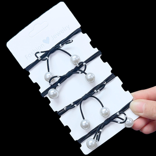 黑色珍珠发绳女大童韩版头绳成人简约百搭发饰不伤发高弹力橡皮筋