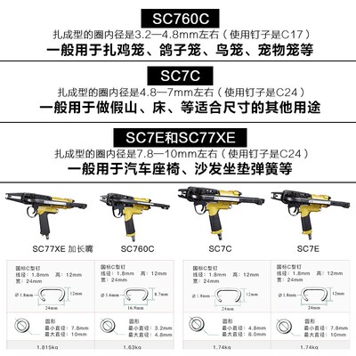 美特SC760气动C型钉枪扣布枪鸟笼枪小C钉SC7E/SC7C/SC760C