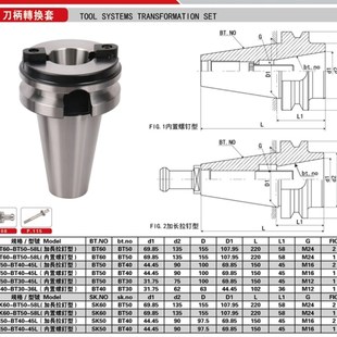 含机械槽45MM带内置拉钉精度0.008 45L主轴转换套 BT50 BT4g0