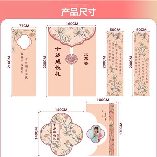 生日布置装 新中式 饰kt板场景十岁女孩子5儿童卡通主Y题派对背景墙