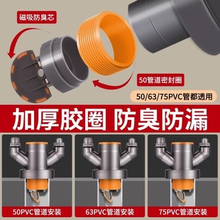 洗菜盆净水器洗碗机E下水管三通接头下水道防臭神器 厨房下水三通