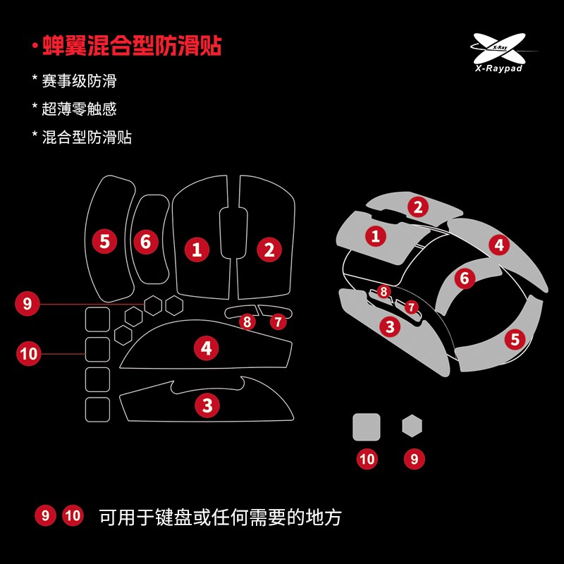 【蝉翼2b0】XRaypad聚氨酯超薄鼠标防滑贴光面肤感GPW蝉翼防滑