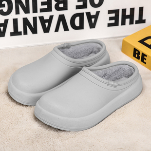 防水棉拖鞋男款秋冬季2025新款防滑毛绒保暖家居厚底加绒包头棉鞋