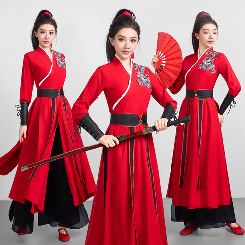 雪龙吟扇子舞打鼓服中国龙花木兰