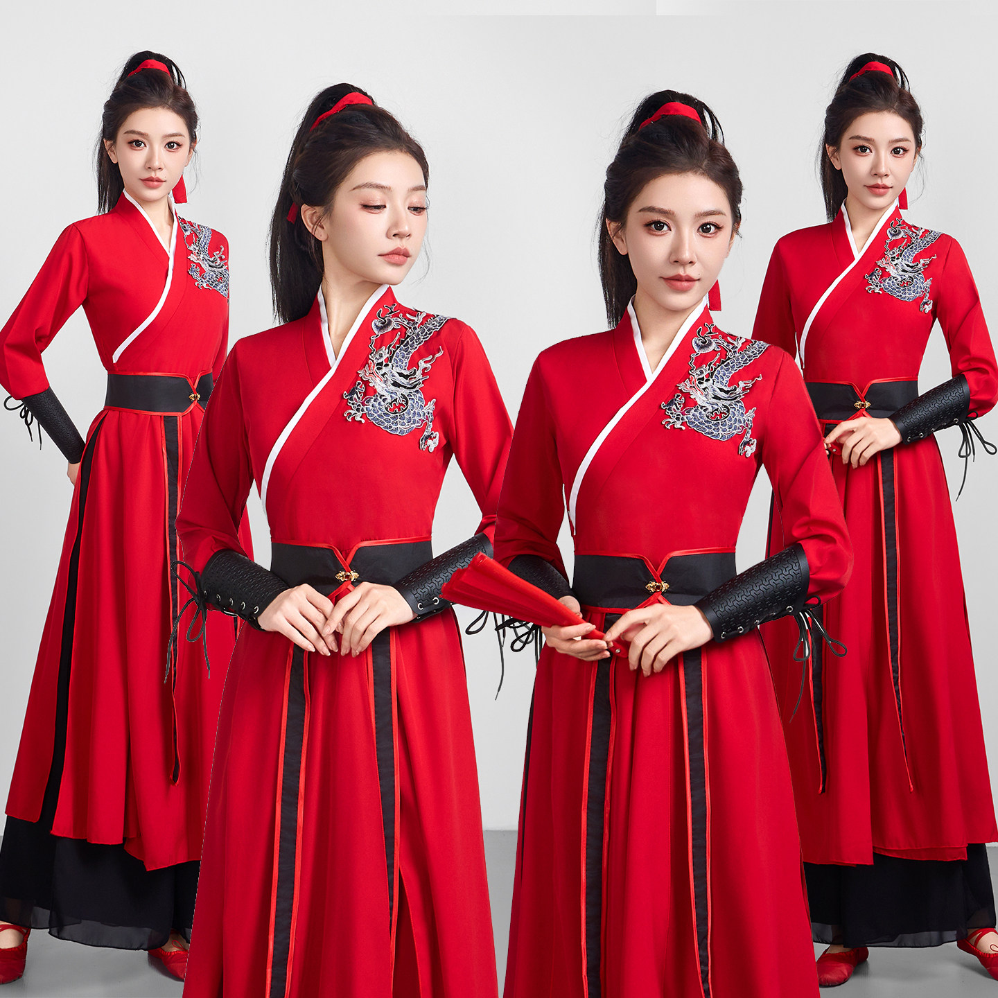 雪龙吟古典舞舞蹈服扇子舞中国龙凌云志花木兰演出服运动会打鼓服 - 实物图
