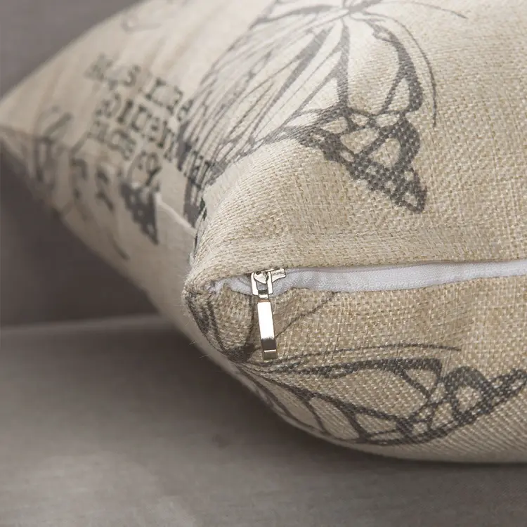 中抱枕靠垫汽车沙发靠枕办公室靠背亚麻风格正方形抱枕靠垫套