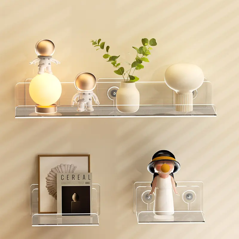 客厅摆件架走廊过道墙上免打孔置物架 一字搁板书架荣誉墙展示架