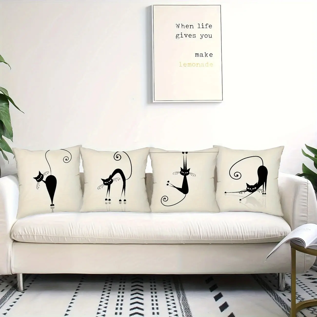 热卖黑咪抱枕套 代贴标签条码 涤纶抱枕套