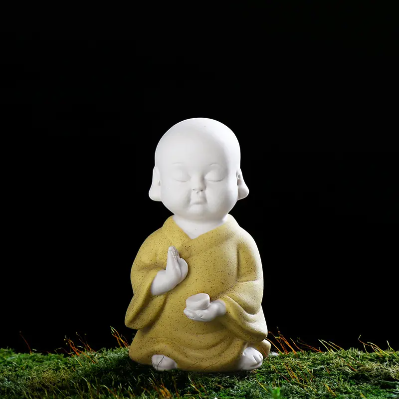 精品茶宠可养陶瓷小和尚创意家居茶道小摆件禅意彩砂茶玩