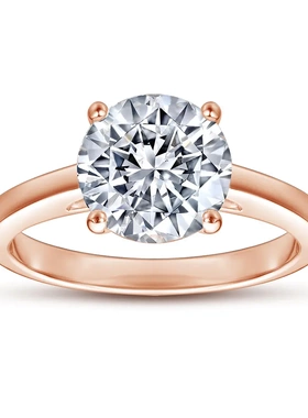 欧美简约s925银戒指女戒经典单钻四爪锆石2克拉纯银钻戒婚戒