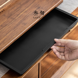 一格重竹茶盘家用办公功夫茶具茶海K托盘储水式 叁旬 实木茶台简约