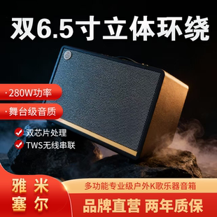 雅米塞尔280W大功率K歌直播蓝牙音响户外吉他乐器弹唱专业级音箱