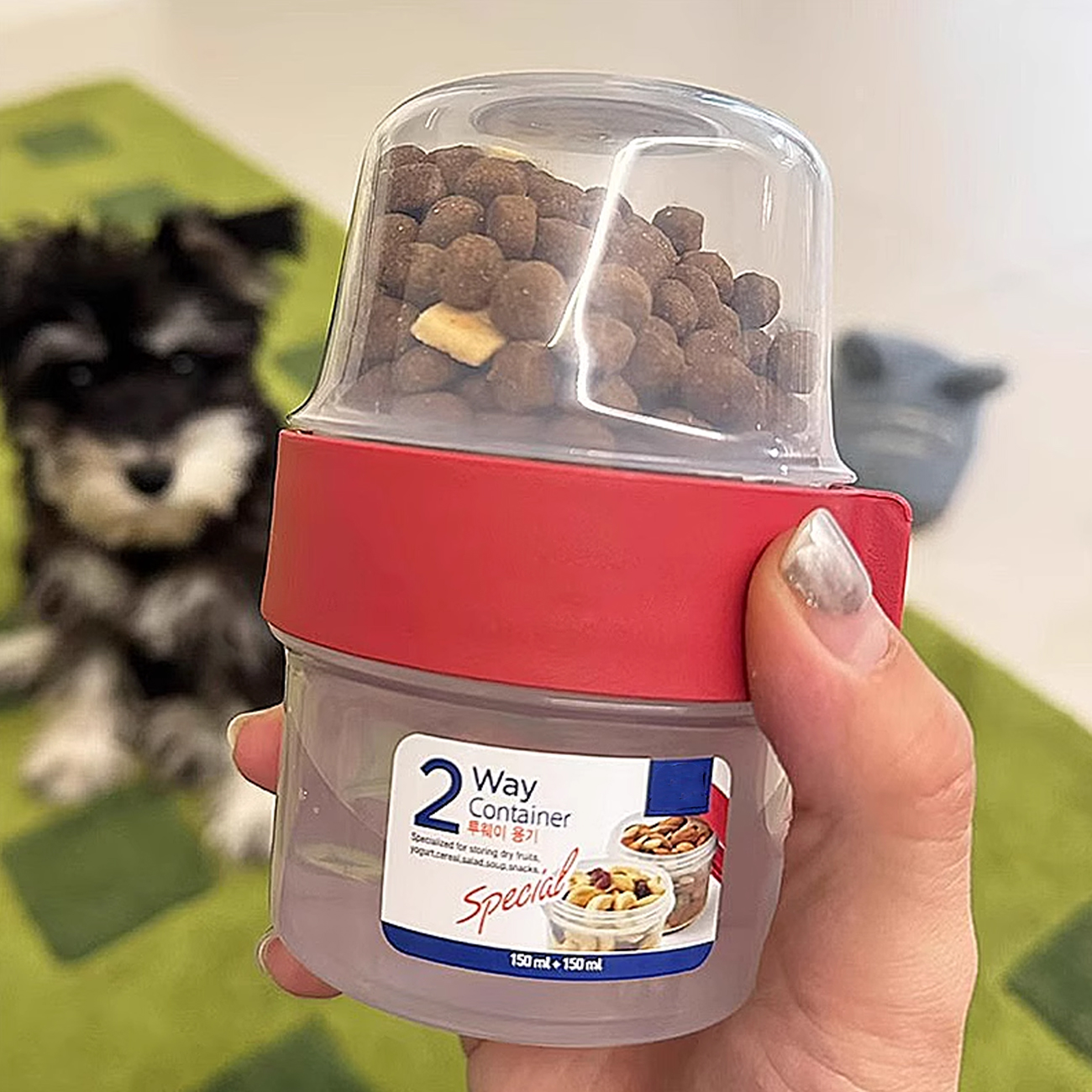 狗狗外出水杯便携双层喝水碗狗粮零食密封盒多用保鲜盒遛狗喝水壶