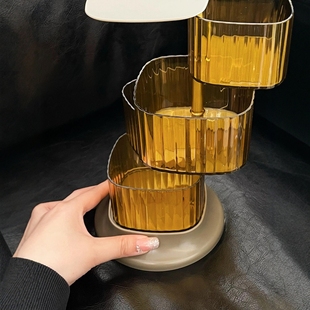 旋转化妆品收纳盒桌面360度防尘首饰多层手表数据线透明抽屉杂物