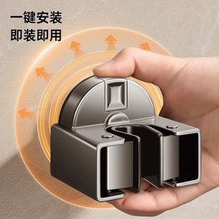 拖把夹卫生间浴室免打孔壁挂家用X拖把扫把挂 拖把怎么放?吸盘式