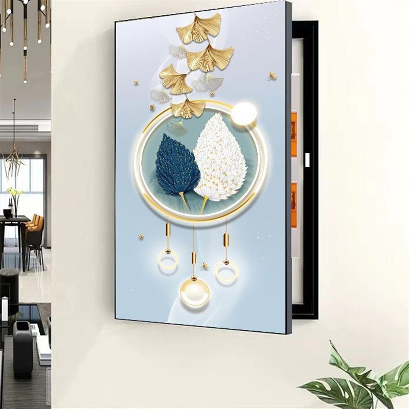 竖版侧开电表箱装饰画免打孔简约风E竖款客厅挂画遮挡电闸盒配电