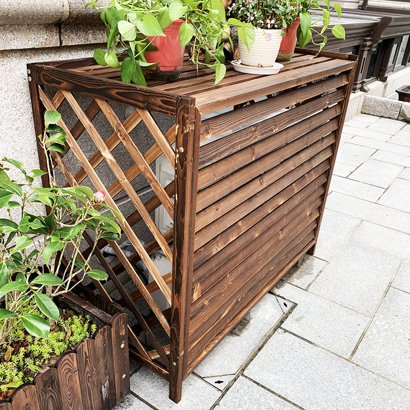 室外中央空调外机罩百p叶窗格栅通风口保护罩防腐木装饰遮挡美化