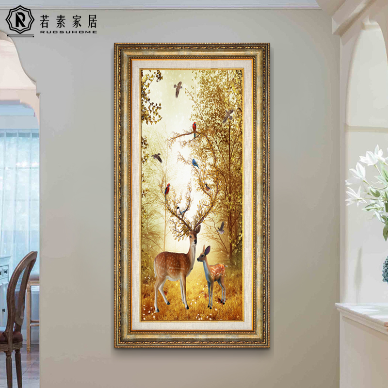 过道墙面装饰画进门玄关r画欧式竖版挂画走廊壁画餐厅楼梯美式油图片