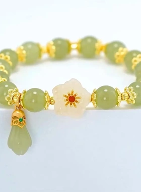 步步生花仿天然和田配饰手链小众简约设计送闺蜜女友礼物