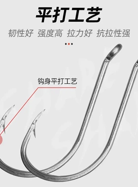 92554不锈钢鱼钩倒刺歪嘴延绳钓钩鱿鱼钩路亚海钓鱼喙钩