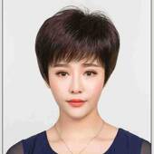 高温丝 轻薄发型斜刘海 短发 中老年妈妈透气 假发女短发