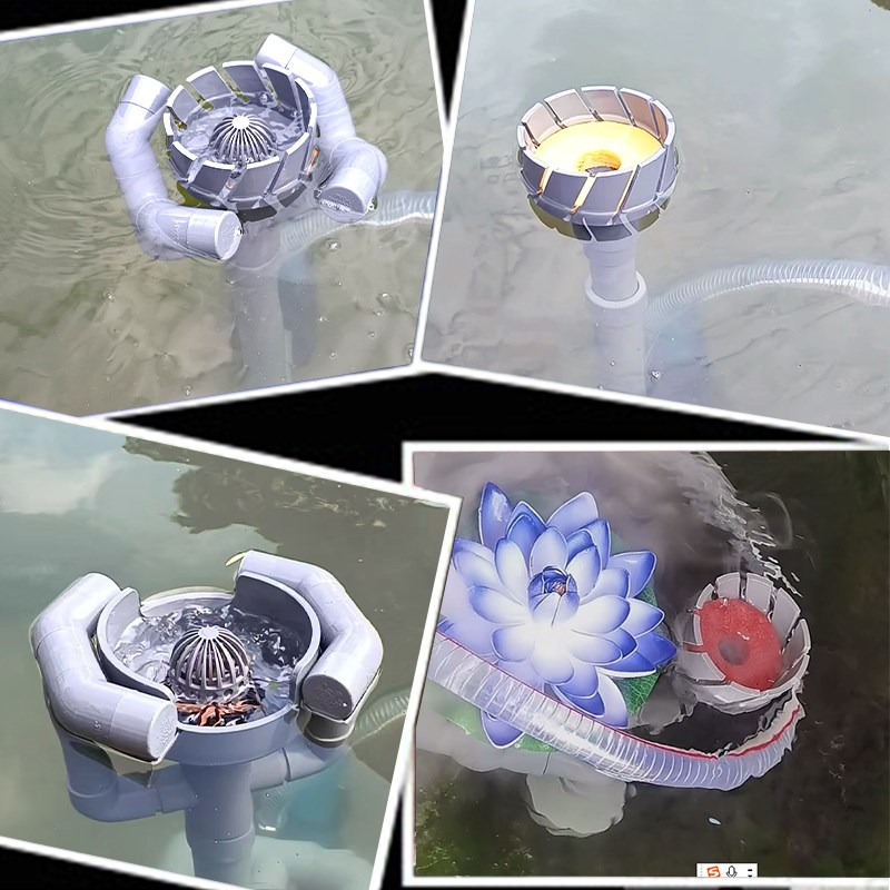 鱼缸鱼池除油膜神器水泵改底吸面吸一体水面撇渣器浮头可自动升降