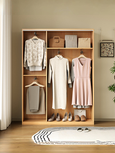 全挂衣柜纯实木原木风格的家庭卧室小衣服储物柜小公寓节省空间简