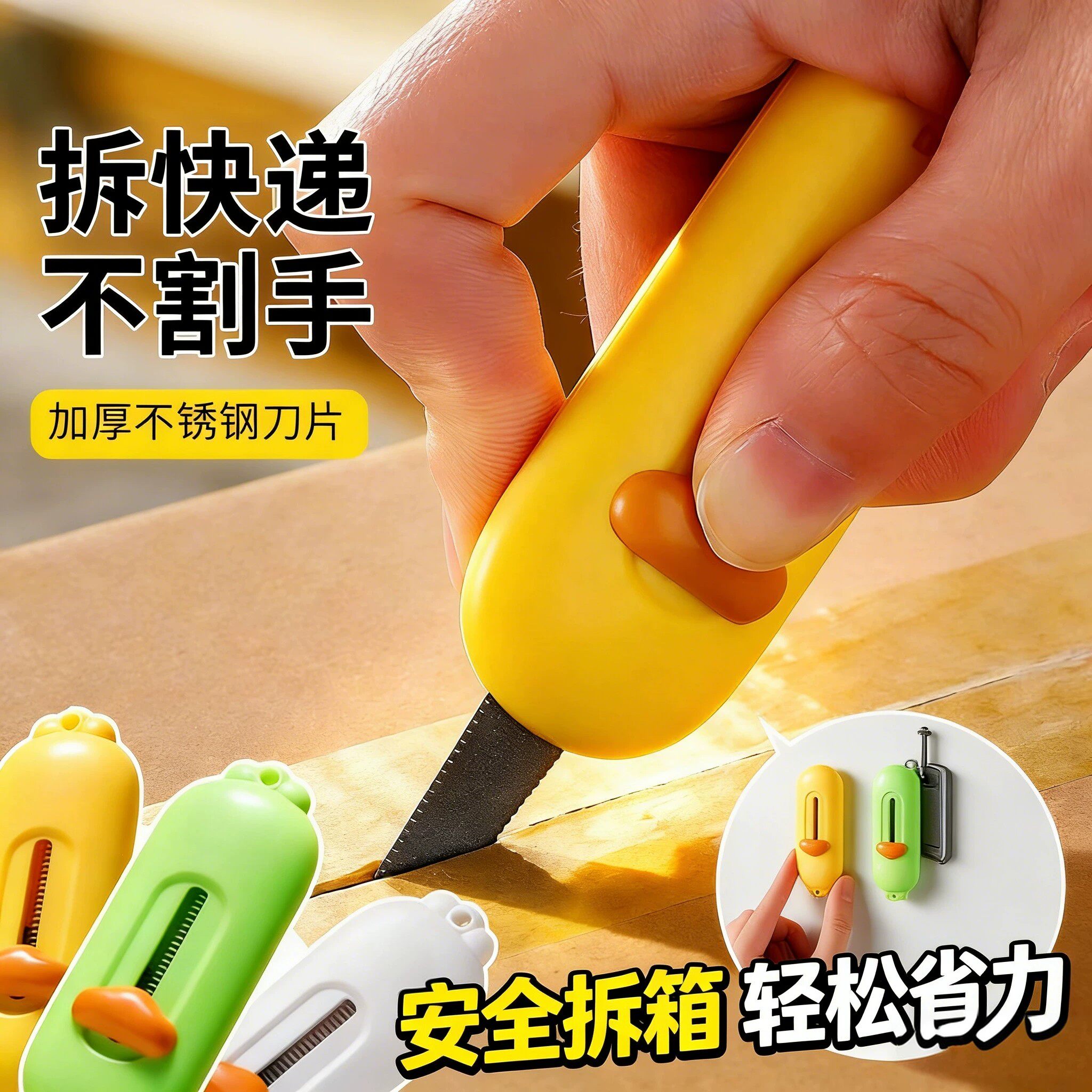 拆快递刀多巴胺磁吸防粘开箱刀包裹纸箱神器迷你便携锯齿美工小刀
