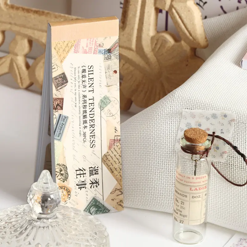 意鸟便签素材本 暖意声 复古手帐装饰素材便签30张入 6款选