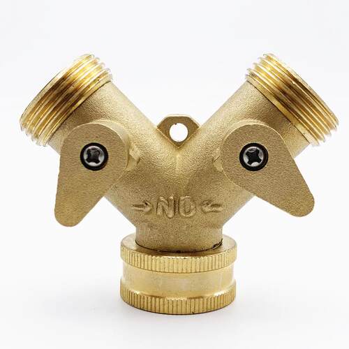 厂家直销园538林球阀 球Y美式花园双通阀 黄型分水器接头 铜两通