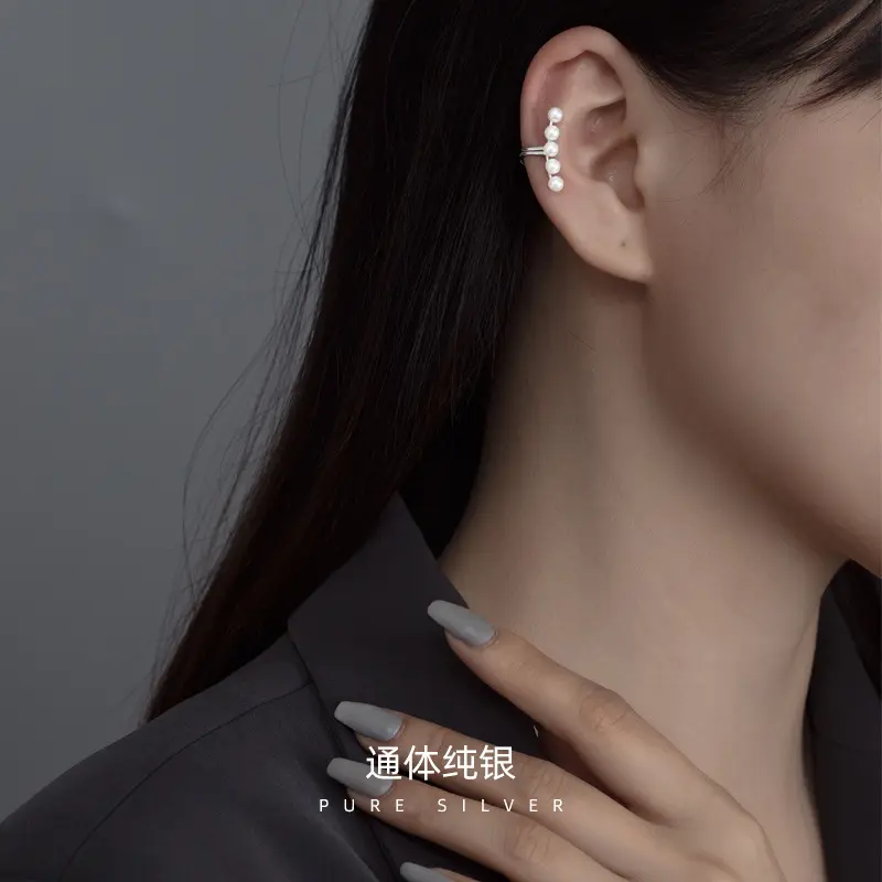 s925银小舍得宋佳同款耳骨夹女夏季耳洞耳夹2023年新款珍珠耳饰