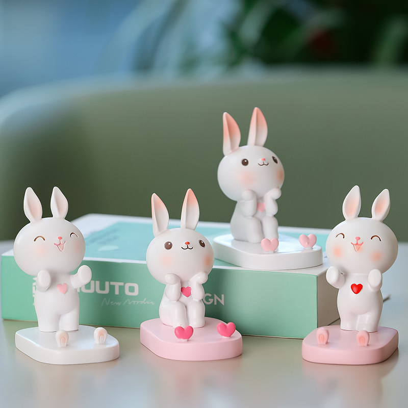 兔子手机支架办公桌装饰用品新款树脂工艺家居摆件办公文化用品女