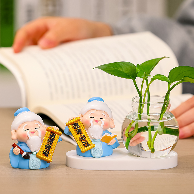 国潮好寓意孔子摆件水培花瓶花器客厅办公室桌面摆件绿萝水养器皿