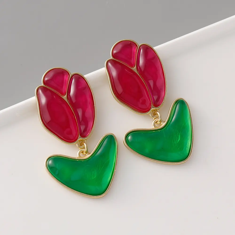 小清新郁金香耳钉春夏日时尚百搭小众设计感耳环耳饰earrings