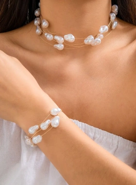 欧美饰品气质巴仿珍珠项链女复古小众串珠nelae锁骨链