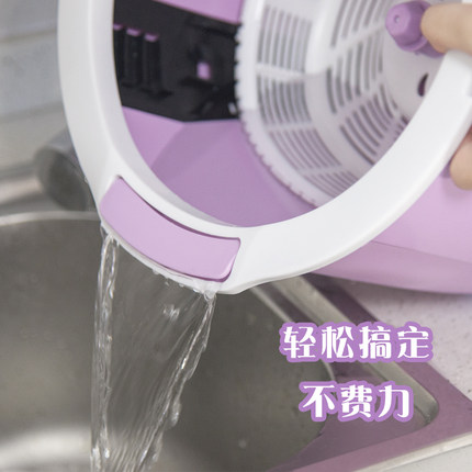 妙洁免手洗单桶拖把杆旋转通用懒人家用拖布桶一拖墩布净拖地神器