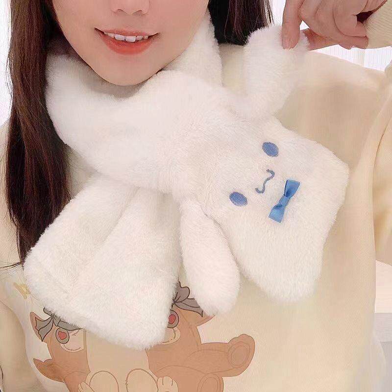玉桂狗围巾手套保暖围脖可爱原宿风少女学生冬季防寒骑行加绒手套